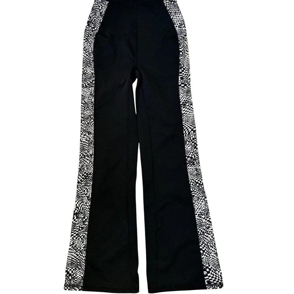 Free People Movement Checkmate Flare Leggings Black White Stripe Pants Sz XS - Picture 1 of 16
